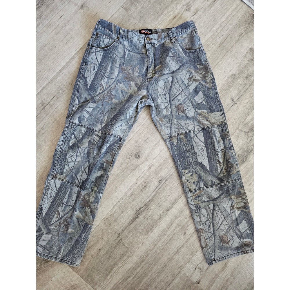 Outfitters Ridge Mens Camo Double Knee Pants RealTree Hunting Denim 38x32 Gray